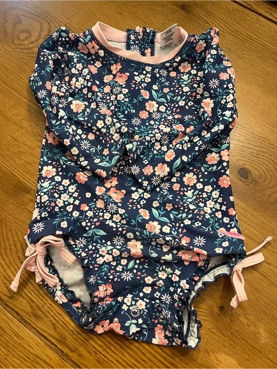 Rufflebutts Floral Long Sleeve One Piece Rash Guard