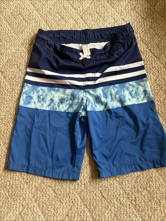 Kids Cat and Jack Blue Stripe Swim Trunks
