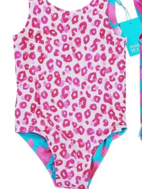Posh Peanut Teal Swimsuit with Hot Pink Leopard Print