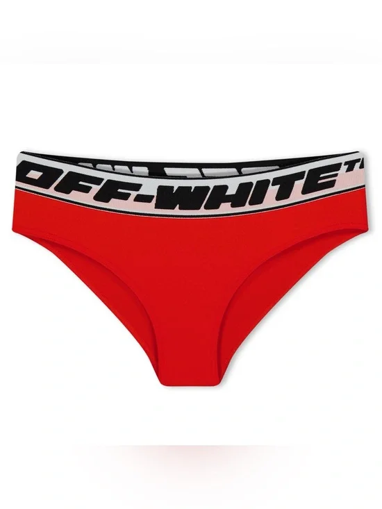 New! Off-White Kids Red Logo Waistband Bikini Swim Bottoms ❤️ 6y
