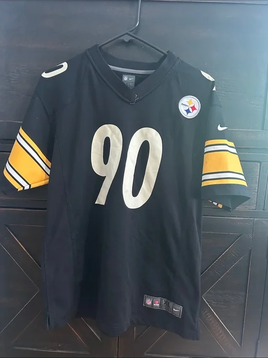 Nike Black and Yellow #90 Football Jersey