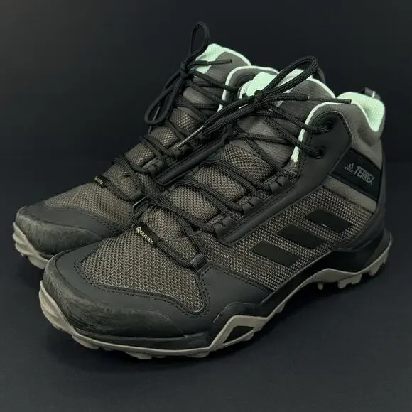 Adidas Terrex AX3 Mid GTX Women’s 8.5 Gray Mint Hiking Trail Boots Gore-Tex