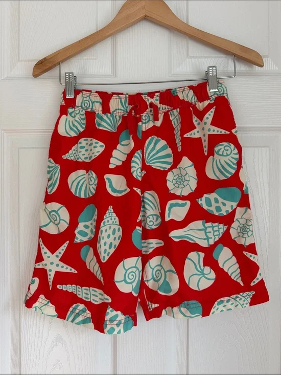 Hanna Andersson Boys Swim Trunks Red Seashell Print Size US 12 (150 cm)
