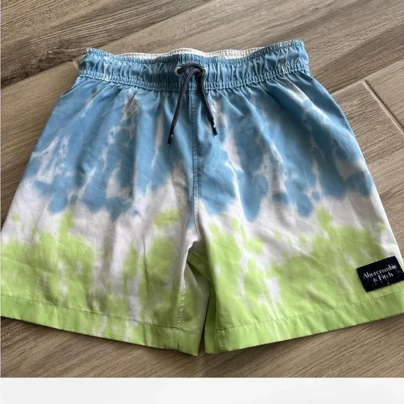 Abercrombie Kids Blue and Green Tie-Dye Athletic Shorts