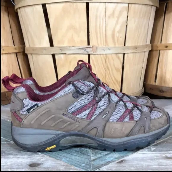 Merrell Siren Sport GTX Brown Leather Mesh Waterproof Hiking Shoes Womens Size 8