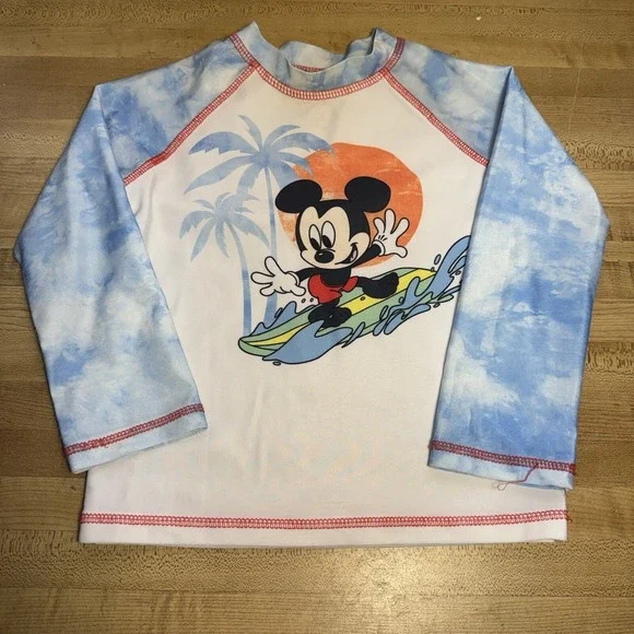 Toddler Boys 3T Disney Baby Mickey Rashguard Longsleeve Swim Top