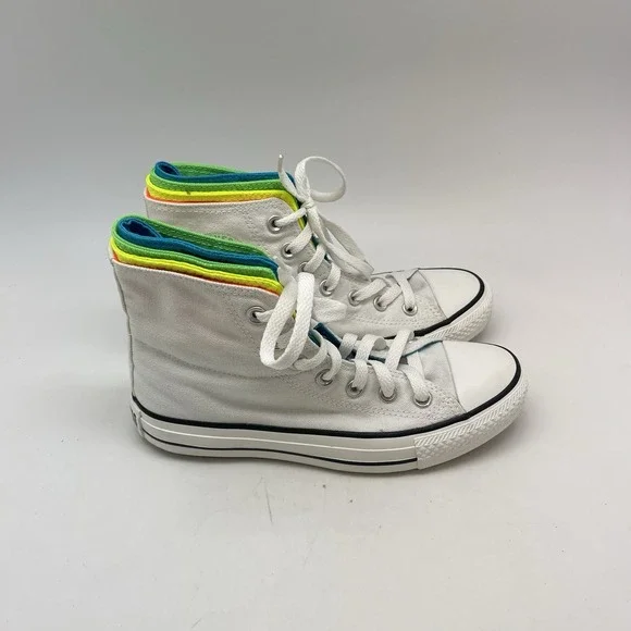 Converse Chuck Taylor Sneakers Womens 6 Quad Fold‎ Hi White Causal Shoes 137560C