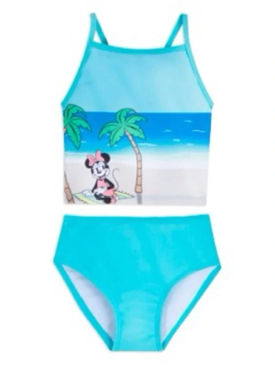 Disney Store Minnie Mouse Beach Two-Piece Swim Set 9/10 Girls Tankini Tropical