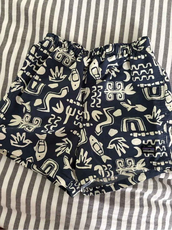 Patagonia Navy & White Abstract Print Kids Shorts
