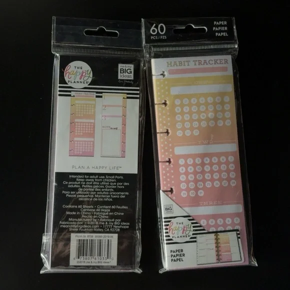 The Happy Planner Habit Tracker Inserts - Pink Peach Ombre
