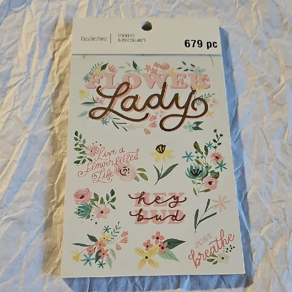 NWT Recollections Floral 'Lady' Sticker Sheet - Pink, Green, Yellow, Teal 679pcs