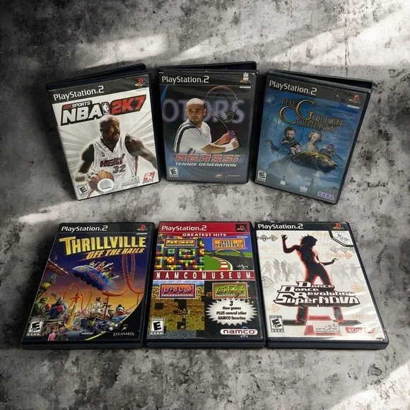 PlayStation 2 PS2 Thrillville Namcomuseum Tennis NBA 2K7 Dance Bundle Lot 6
