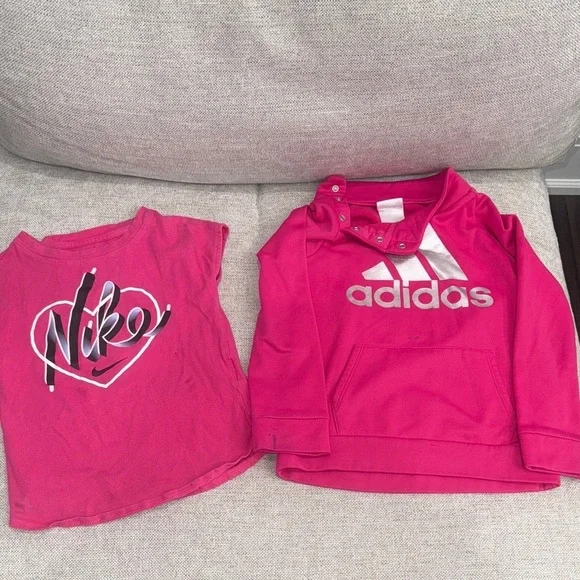 Adidas and Nike Kids Pink Tops Set