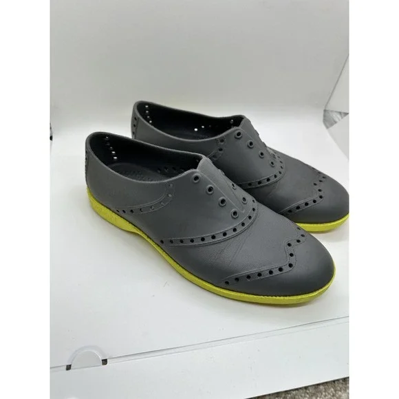 Biion Grey Yellow Rubber Oxford‎ Spikeless Golf Brights Shoes 39 Slip On Sporty