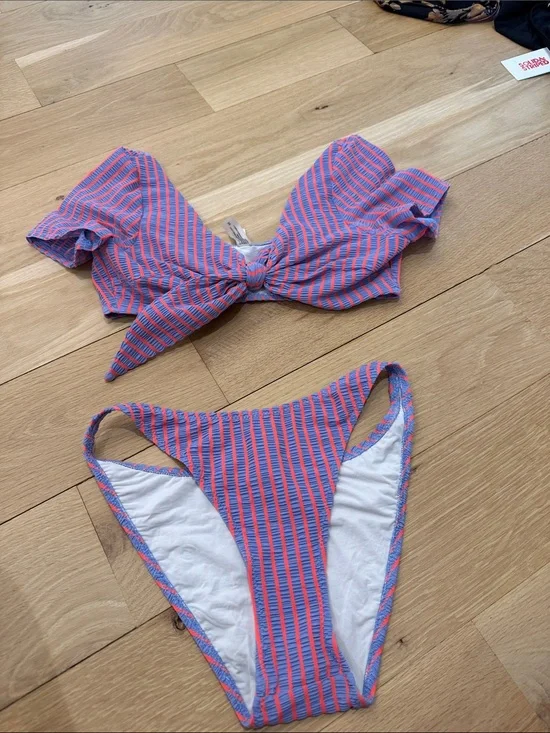 SOLID & STRIPED Kids Striped Bikini in Pink & Blue