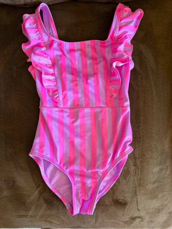 Cat & Jack Purple and Pink Striped Girls Swimsuit