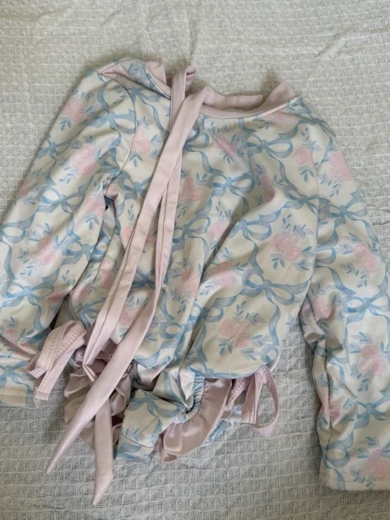 Kids One-Piece Swimsuit in Light Pink & Blue Floral