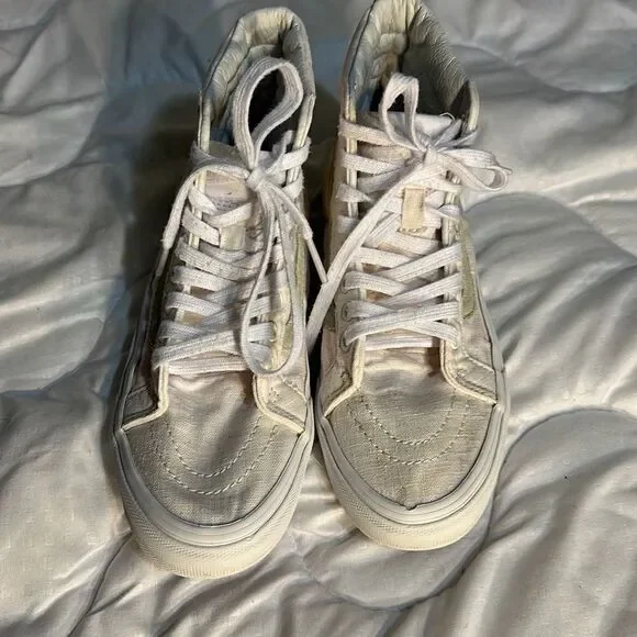Vans funky white Hi-tops. Size 4.5 Men’s, 6 Women’s