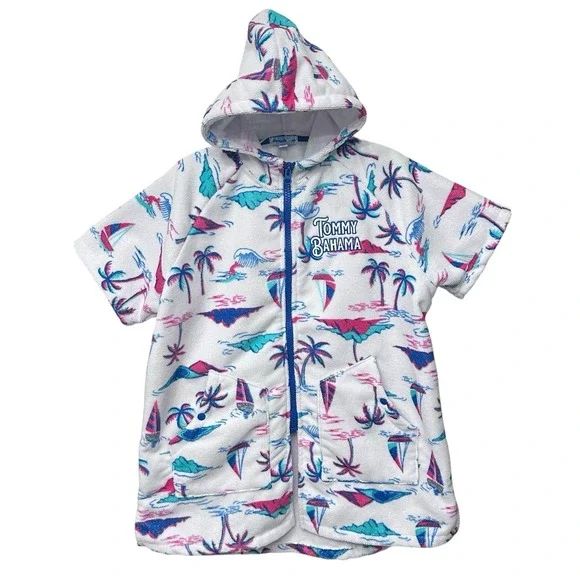 Tommy Bahama Kids Beach Cover Multi-Color Palmtree Terry Cloth‎ Youth Size L/XL