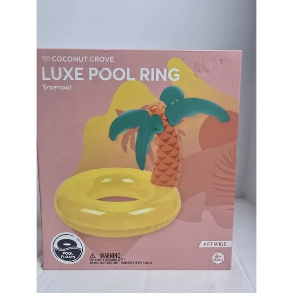 New Swimming Pool Ring Float TROPICOOL Palm Tree 4' Wide Coconut Grove 8+