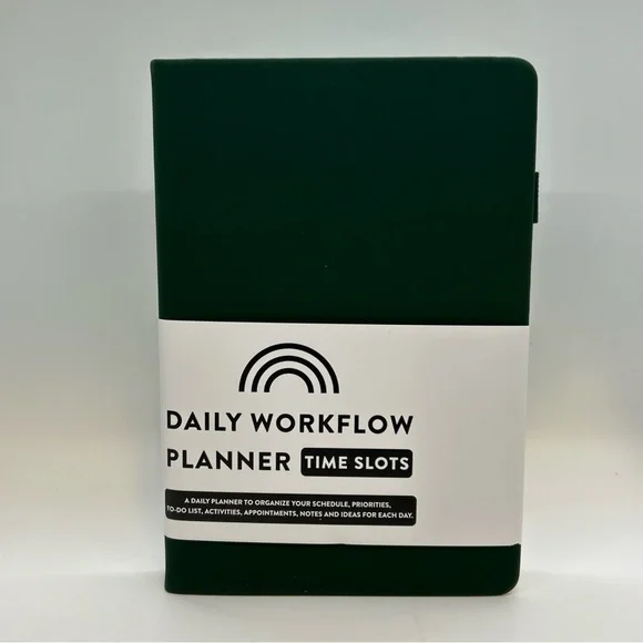 Daily Workflow Planner Timeslots NEW Green Task Calendar UNDATED Monthly Weekly