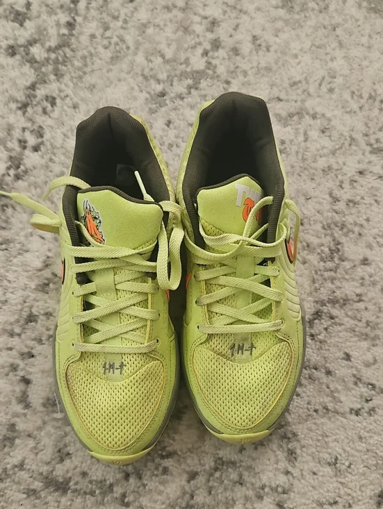 Ja Morant Nike Kids Lime Green Lace-Up Sneakers with Orange Swoosh