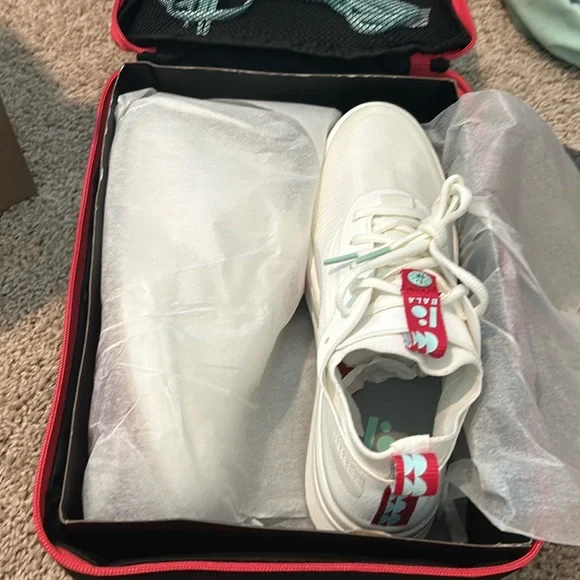 Bala White Sneakers with Red and Aqua Accents