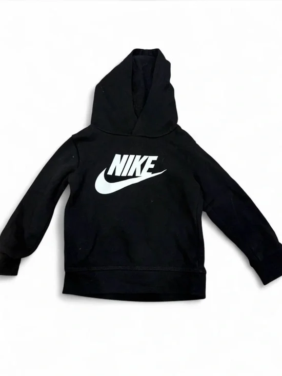 Nike Black Hoodie with White Swoosh Logo - Kids
