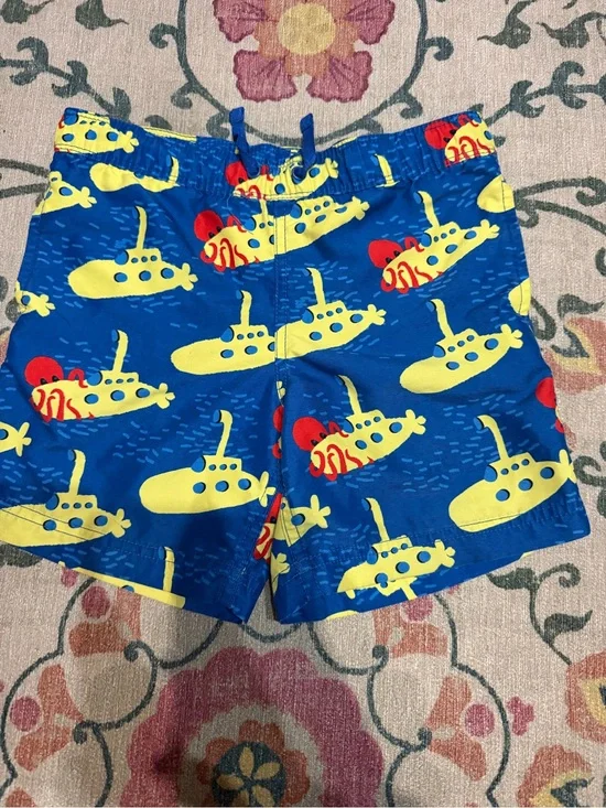 Hanna Andersson Blue Swim Trunks with Yellow & Red Submarine Print