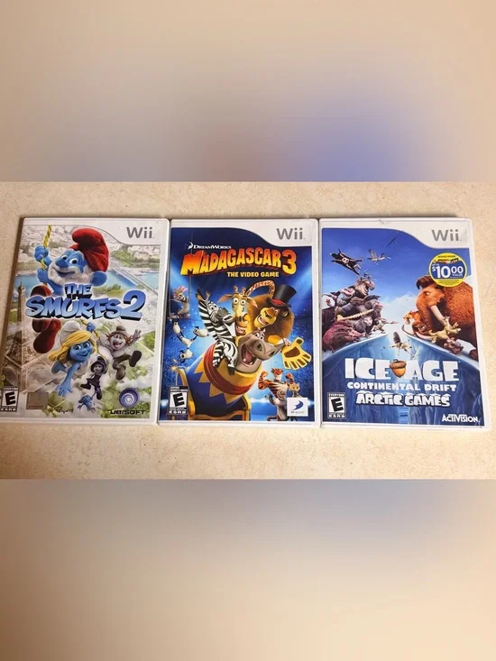 Madagascar 3 - Smurfs 2 - Ice Age Nintendo Wii Games - Bundle