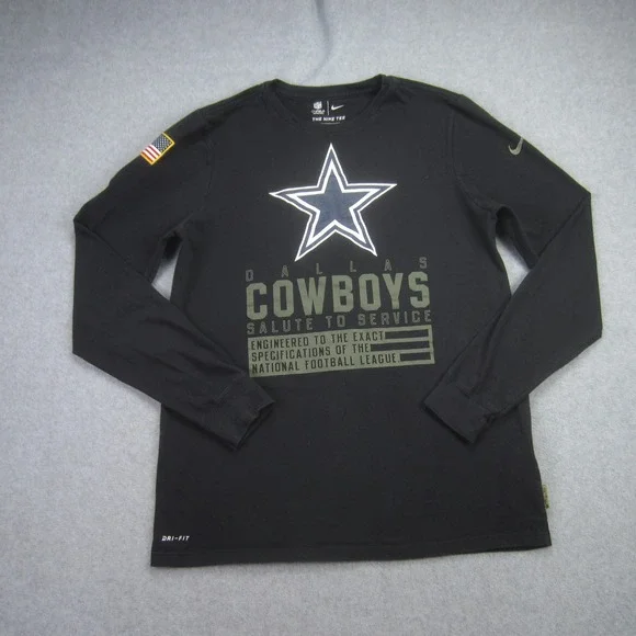 Dallas Cowboys Shirt Youth XL Black Salute to‎ Service Nike On Field Dri-Fit NFL