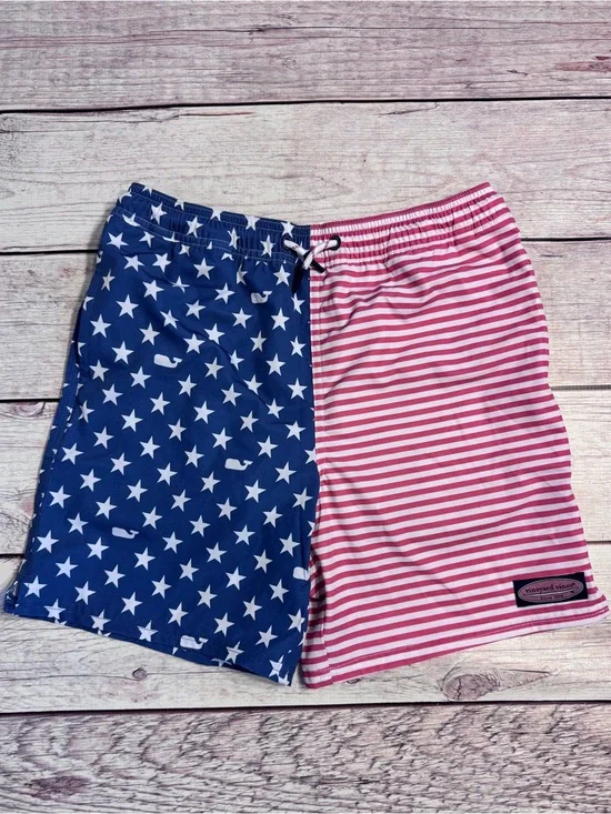 📌EC • Vineyard Vines • Boys • Split Stars & Stripes Swim Shorts