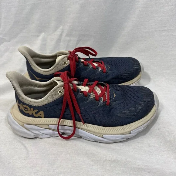 Hoka Clifton Edge Women's Running Shoes Navy Red Size 8.5‎ gently used sneakers