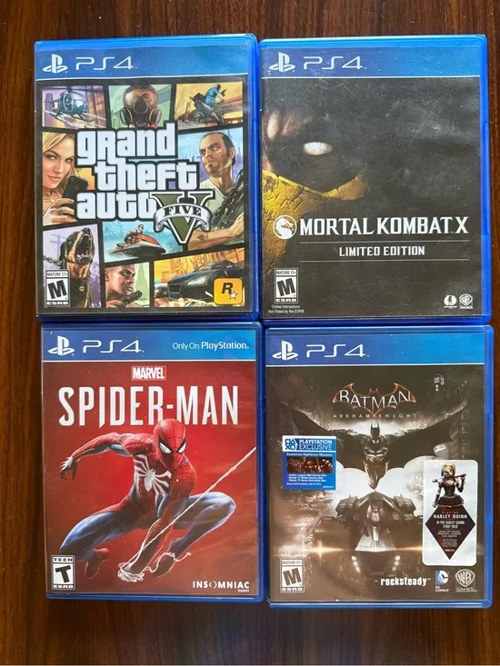 Sony PlayStation 4 GTA 5 mortal kombat 10 spider man Batman ps4