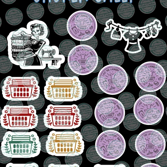 Retro Laundry Themed Planner Stickers