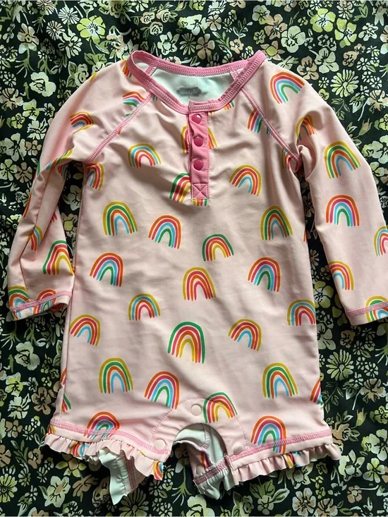 Mudpie Rainbow Long Sleeve One Piece Bathing Suit