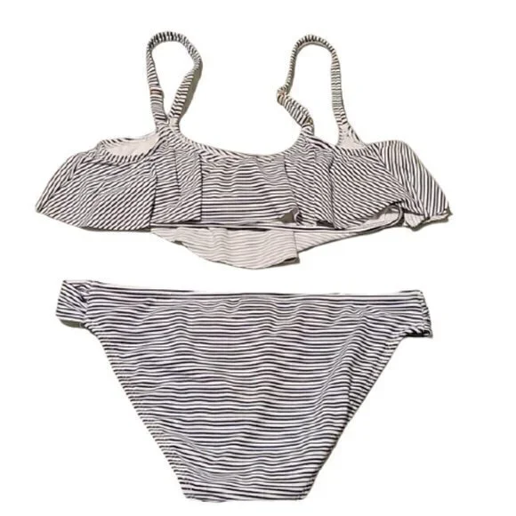 [Xhilaration]Blue Striped Ruffle Top 2 piece -Sz S