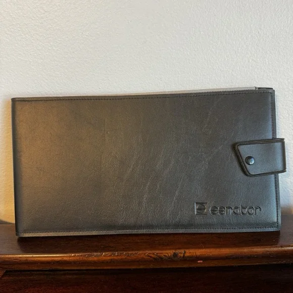 12 Slot Black Pen Portfolio Pen Pockets Note Pad Space 12x6.25