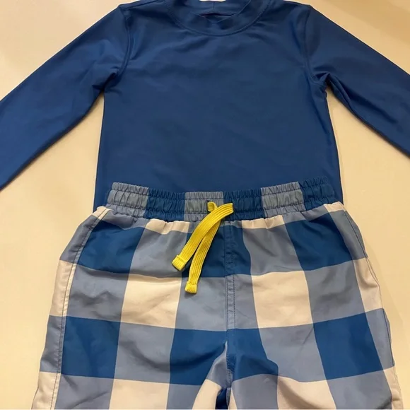 Primary toddler blue rash guard and swim shorts