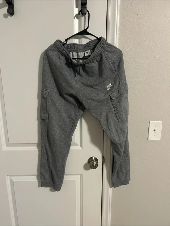Nike Kids Gray Cargo Joggers with Drawstring Waist