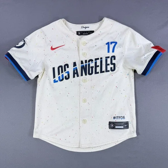 Nike Shohei Ohtani Dodgers Youth M 5/6 Cream City Connect Jersey 17 MLB Fan Gear