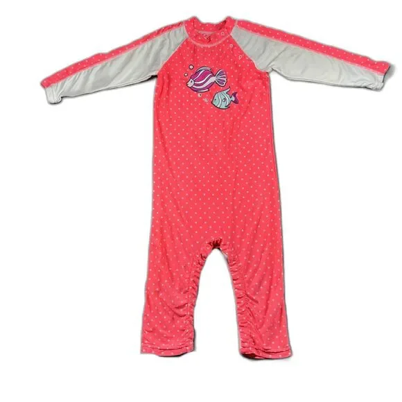 Coolibar Baby Beach One Piece Swimsuit UPF 50+ Polka Dot Fish 18-24 Months P298