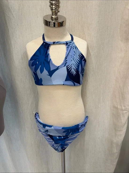 Blue Floral reversible Swim Set
