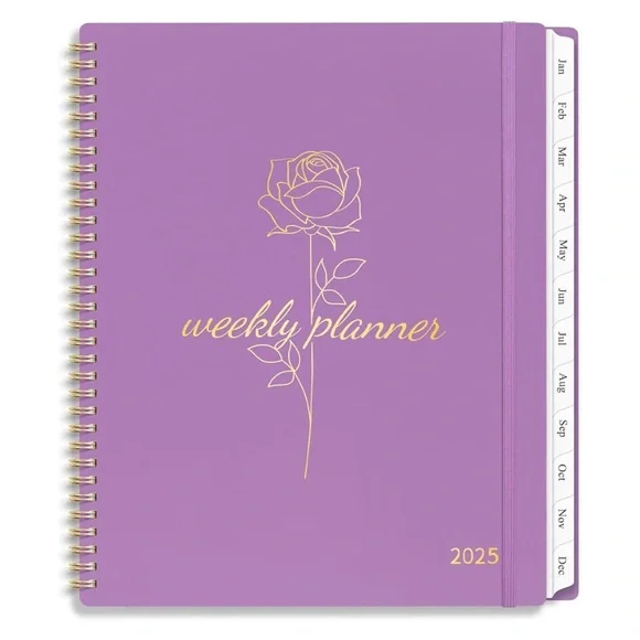 Purple Weekly Planner with Gold Rose Design