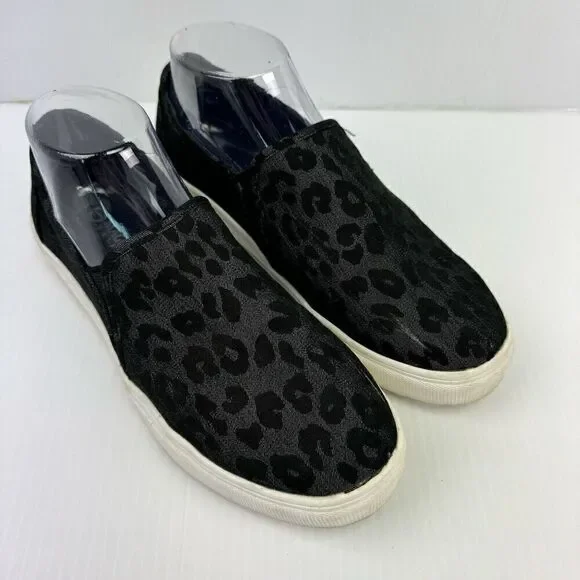 Black Leopard Slip On Sneakers Women’s 7 Casual Canvas Shoes Magellan