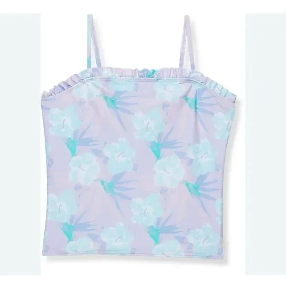 Hurley girls' tankini swimsuit top floral print UPF 50+ sun protection sz XL NWT
