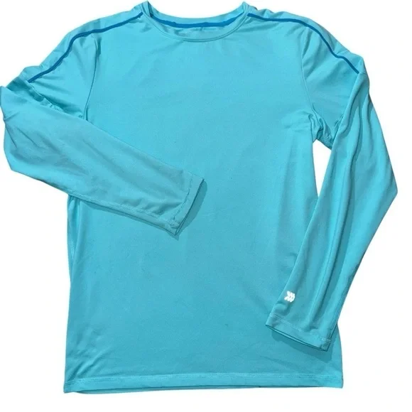 All In Motion Girls/Boys Size 12/14 Teal Long Sleeved UPF Shirt Moisture Wicking