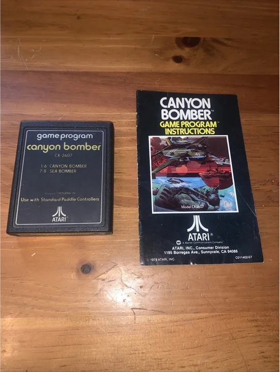 Atari 2600 Canyon Bomber 1979 Game Cartridge & Manual Tested and Working!