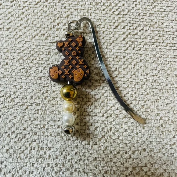 Louis Vuitton Monogram Bear Bookmark with Gold and Pearl Accents