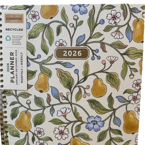 Clementine Paper inc 12-month Large Size Planner Pear design Jan- Dec 2026 Hard